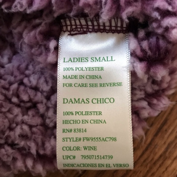 GreenTea Sherpa 1/4 Zip Pull Over Burgundy Small - Picture 11 of 12